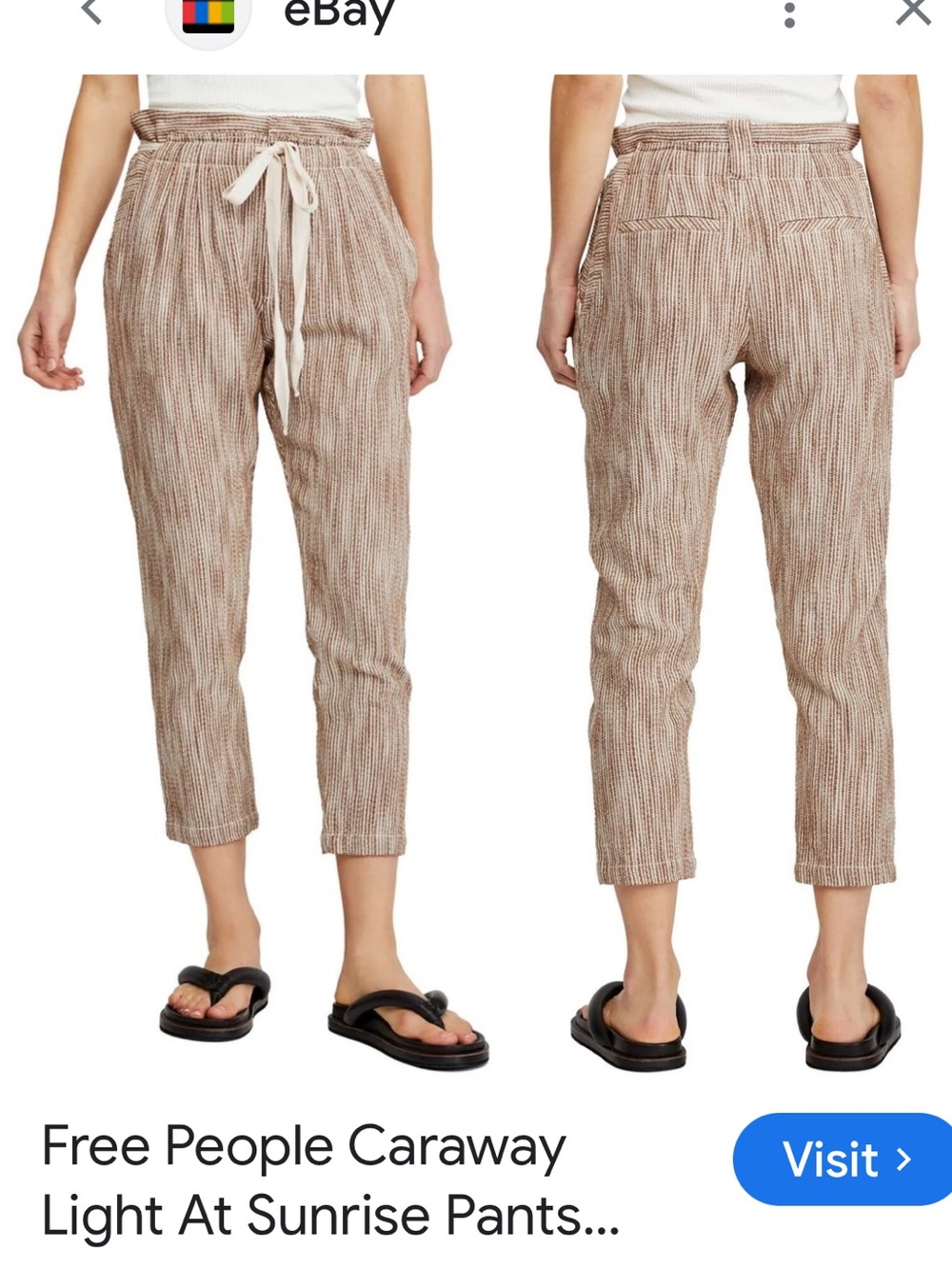 Free People Pink Ribbed Drawstring Cropped Pants